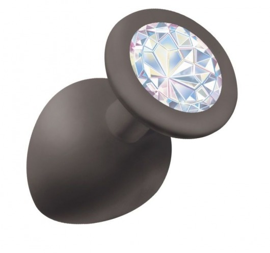 Чёрная анальная пробка Emotions Cutie Large с прозрачным кристаллом - 10 см. - Lola Games - купить с доставкой во Владикавказе