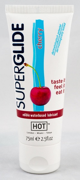 Съедобный лубрикант на водной основе Superglide с ароматом вишни - 75 мл. - HOT - купить с доставкой во Владикавказе
