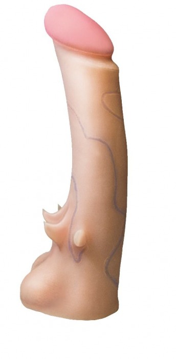 Телесная насадка REAL Standard с усиками на основании - 19 см. - LOVETOY (А-Полимер) - купить с доставкой во Владикавказе