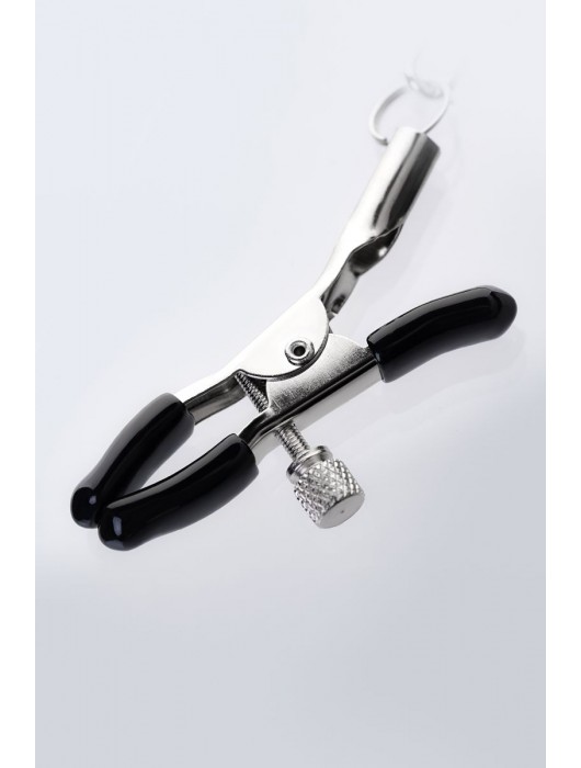 Серебристо-чёрные зажимы для сосков с кольцом для пениса TOYFA Metal - ToyFa - купить с доставкой во Владикавказе